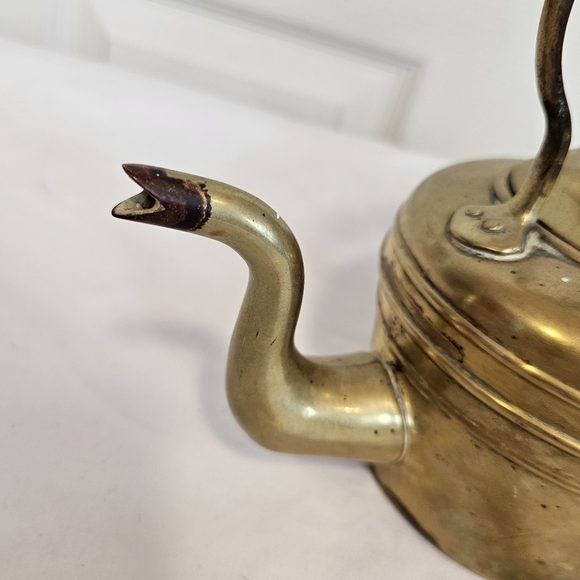 Vintage Brass Wood Teapot Decor Old World Aesthetic - Picture 7 of 9